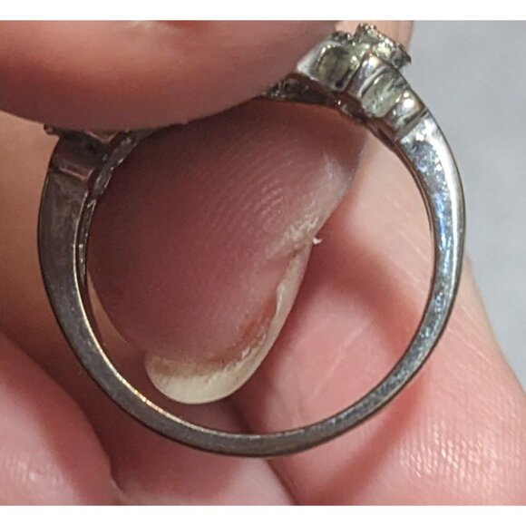 Gothic Art Deco Black Gemmed And Marcasite Ring Size 7 1/4 - Picture 5 of 13